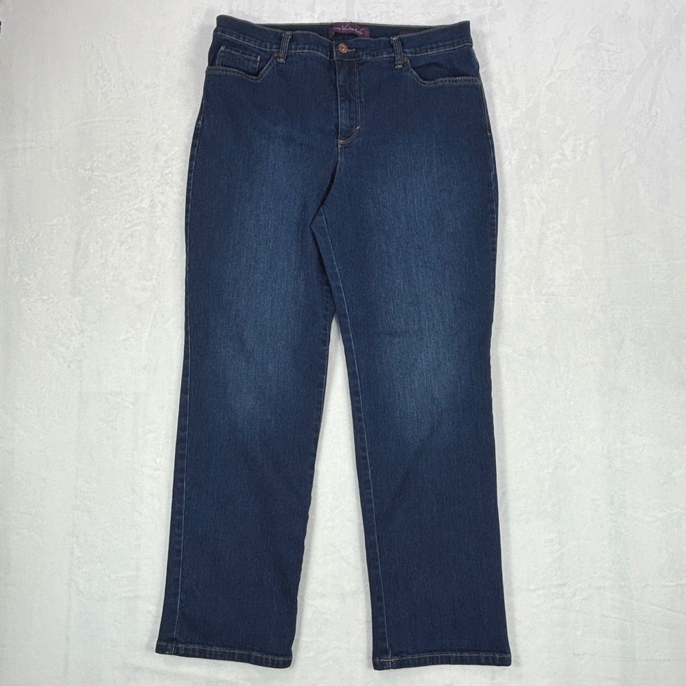 Gloria Vanderbilt Amanda High Rise Tapered Jeans Dark Wash Blue Sz 14 (34"x29")